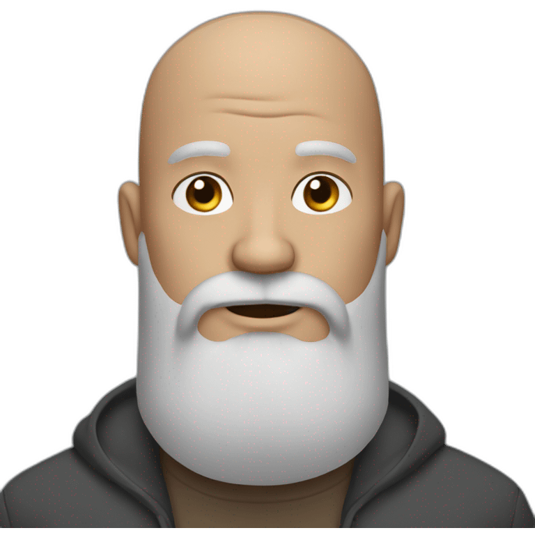 Bald man with big grey and brown beard emoji