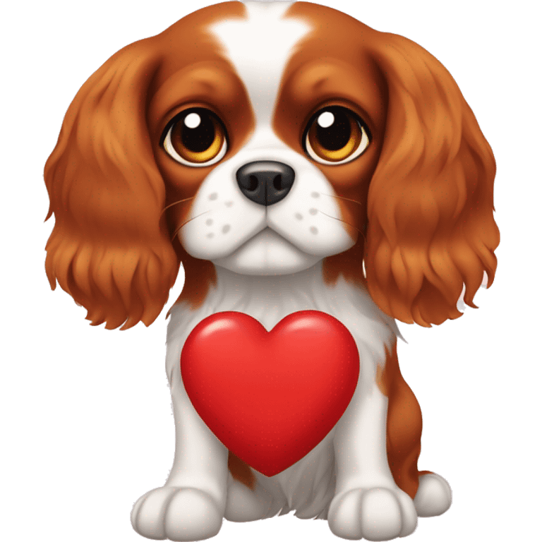 cavalier king charles spaniel holding a heart in front paws emoji