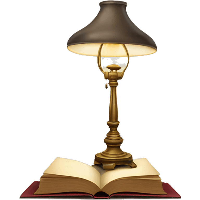 vintage lamp with open book emoji