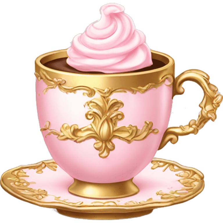 Light pink and gold vintage rococo coffee hot  emoji