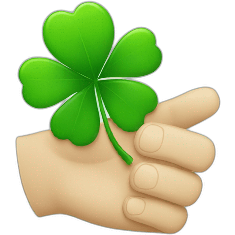 happy man with four-leaf clover in his hand emoji