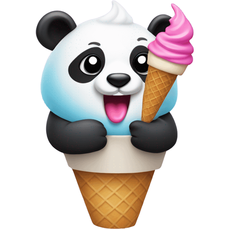 Panda eating ice cream emoji