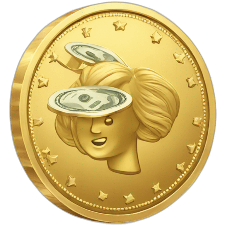 gold coin holding money emoji