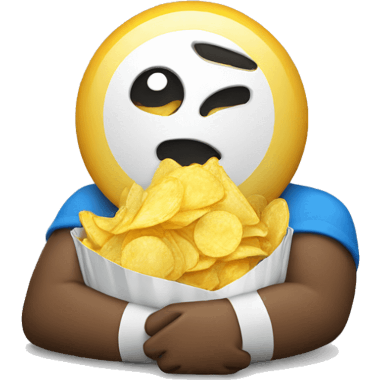 emoji resting with a pack of chips emoji