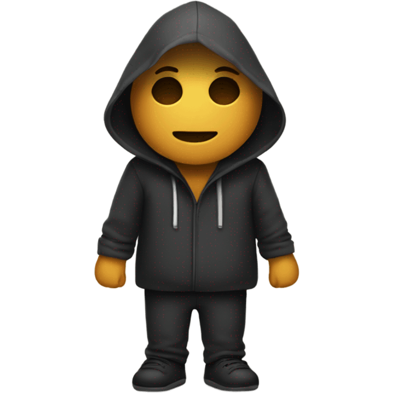 Hooded man holding hands with another person emoji