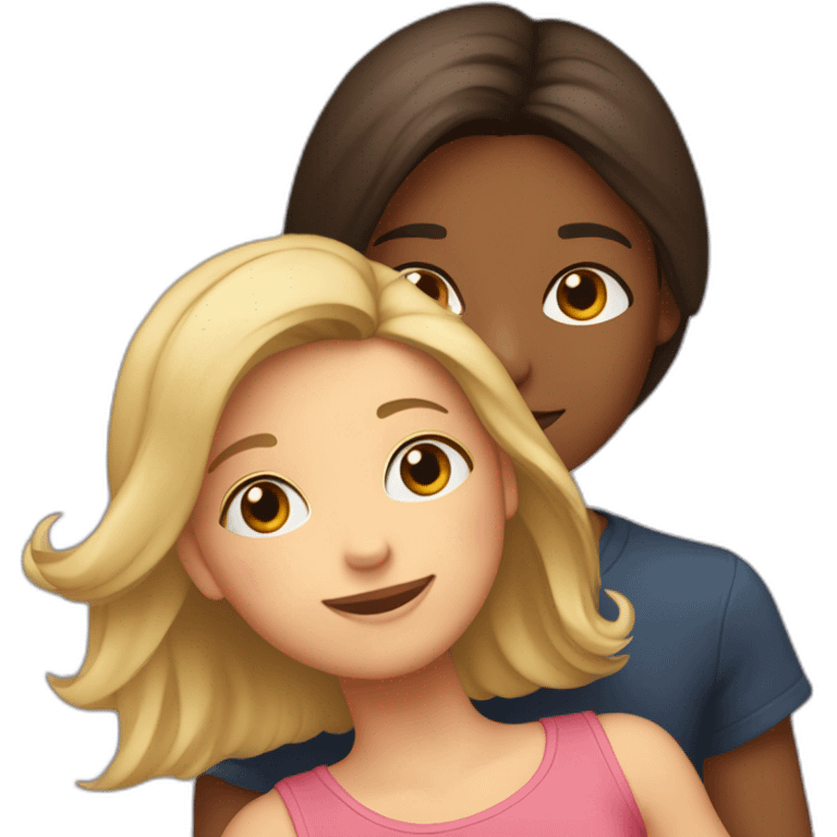 Fille brune qui fait un  calin à une autre fille blonde emoji