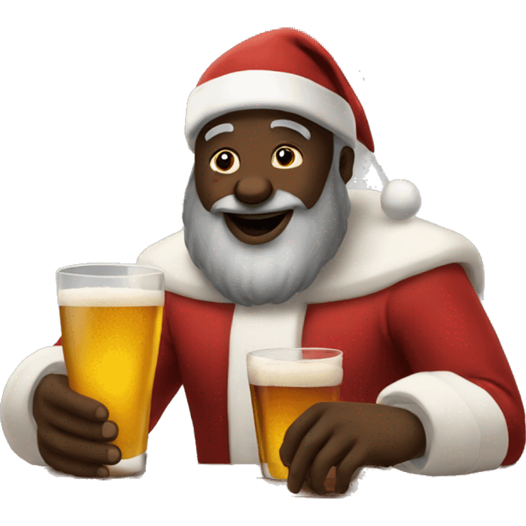 Black Santa drinking at bar  emoji