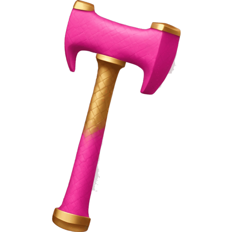 Pink and gold hammer emoji