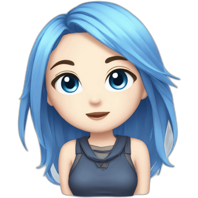 emoji for twitch, anime chibi-style, girl, blue eyes,  emoji