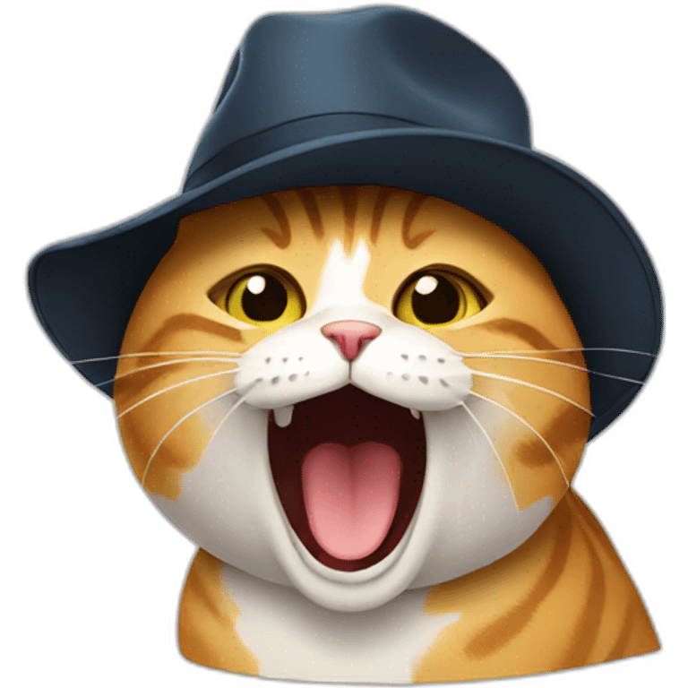 cat singing with a hat emoji