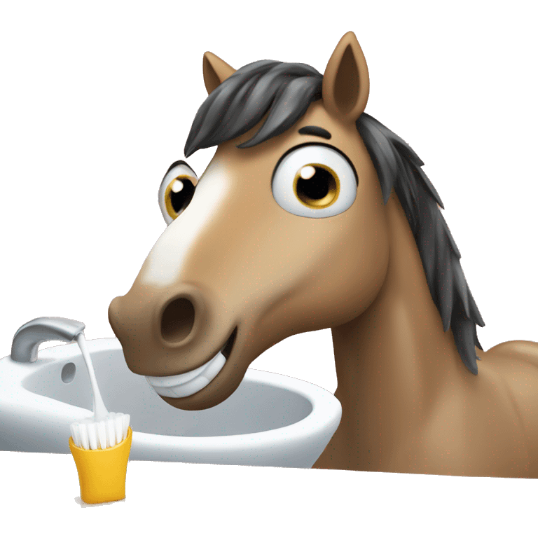 horse brushing his teeth emoji