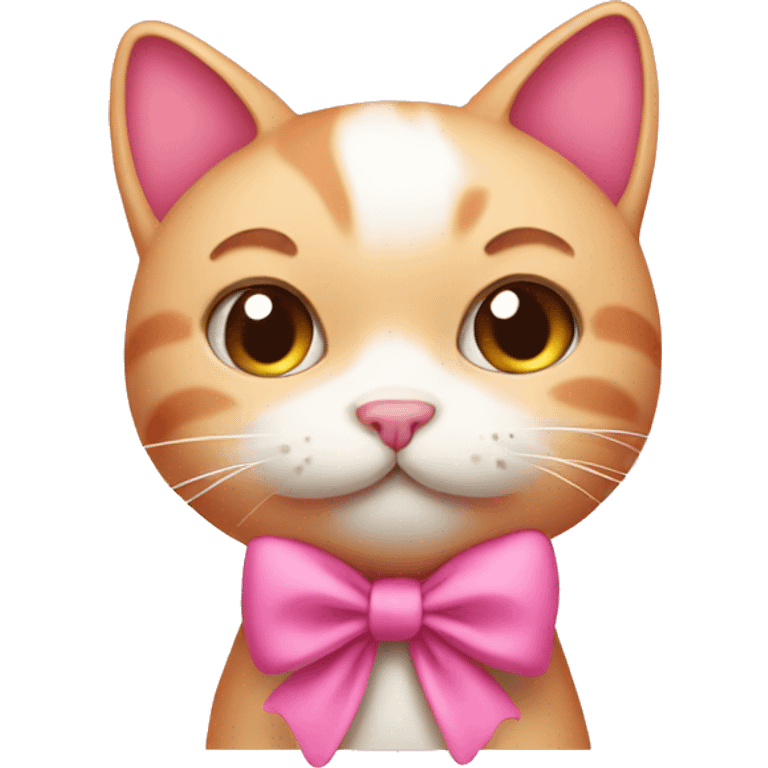 Pink cat wearing a bow  emoji