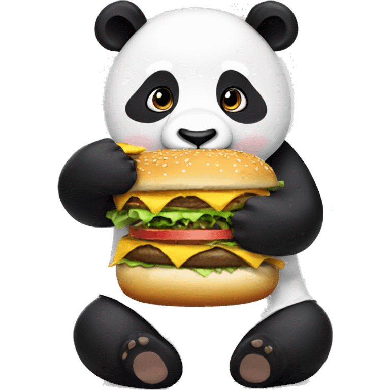 Panda comiendo hamburguesa emoji