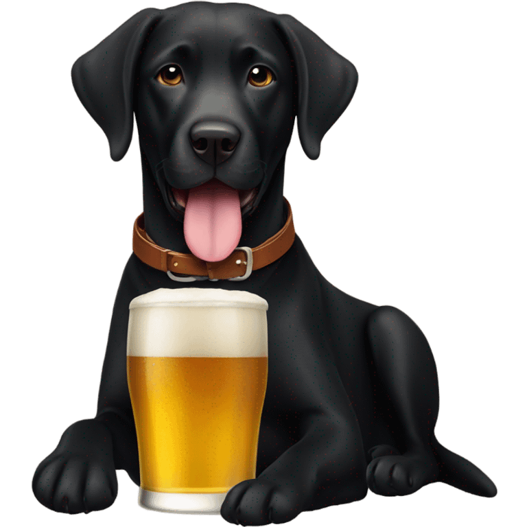 female black labrador drinking beer emoji