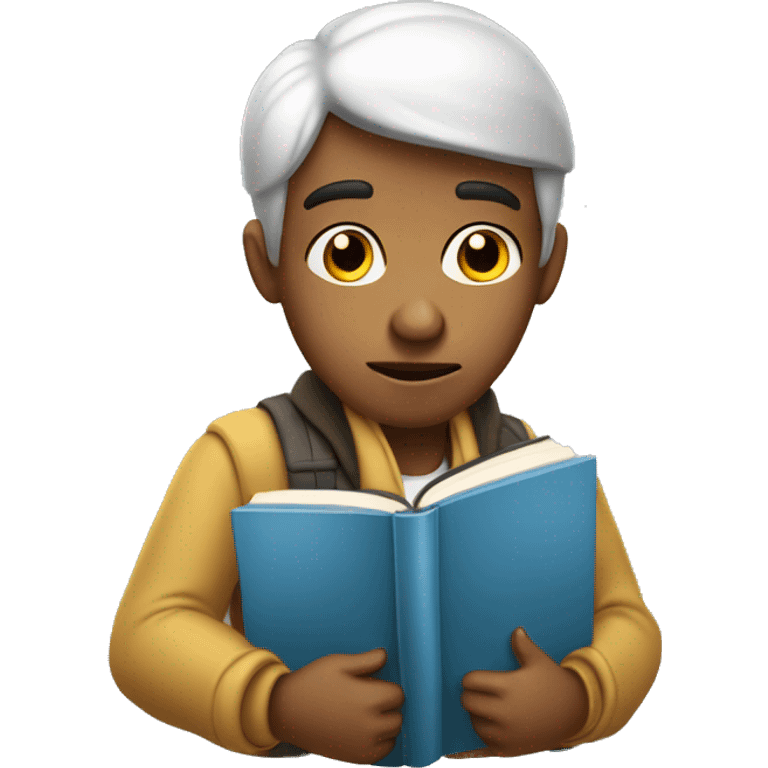 bored demotivated young student holding book emoji