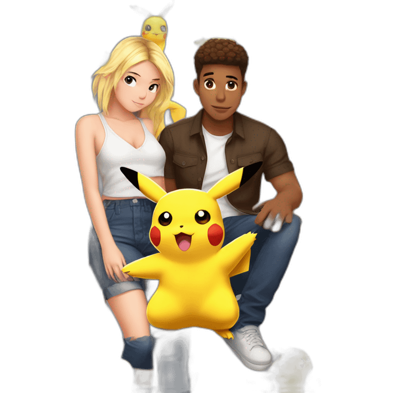 pikachu and his uncomfortably young girlfriend who is obviously trophy wife material emoji