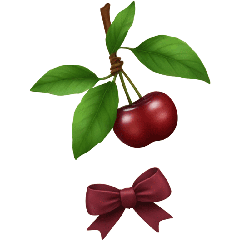 cherry with burgundy bow emoji