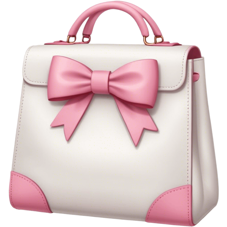 A white bag with a pink bow on the strap emoji