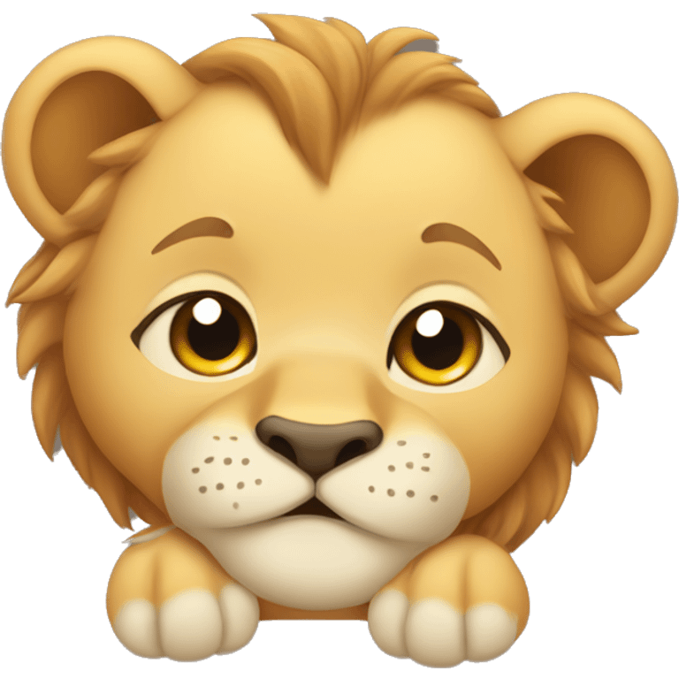 cute lion cub lying on his back emoji