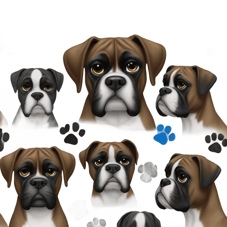 Black white boxer dog Detroit lions emoji