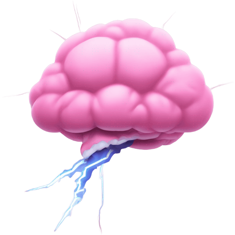 a pink brain resembling a cloud with a bolt of lightning coming out of it (brainstorm) emoji