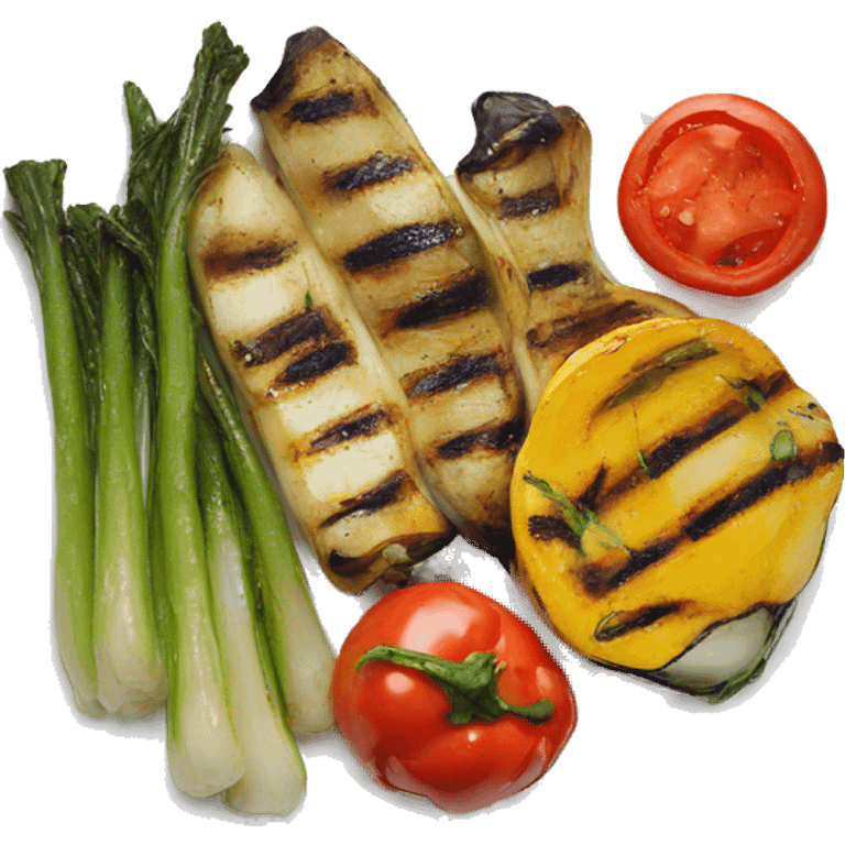 Grilled vegetables served on a white plate  emoji