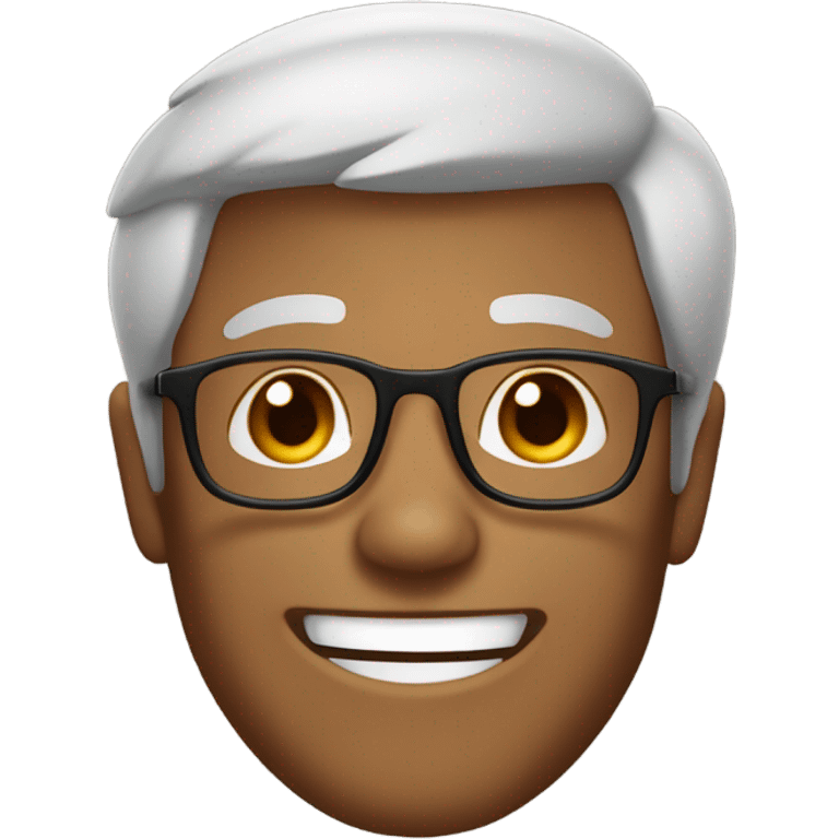 
Face of a man with pilot-type glasses and padlock, with light brown skin, dark brown eyes, dark brown hair, laughing, with a profiled face emoji