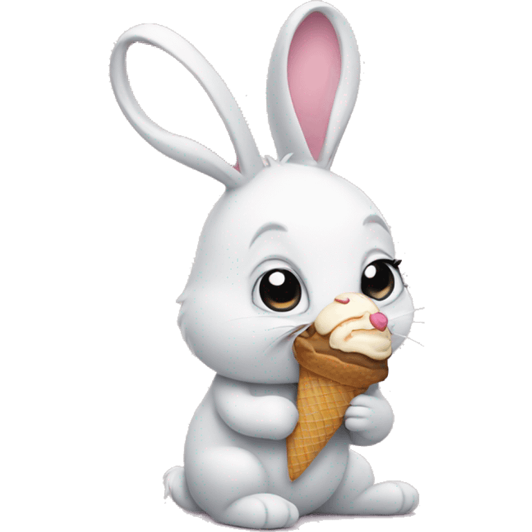 Bunny with ice cream emoji