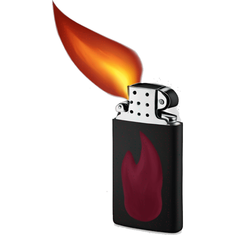 Black lighter with burgundy flame emoji