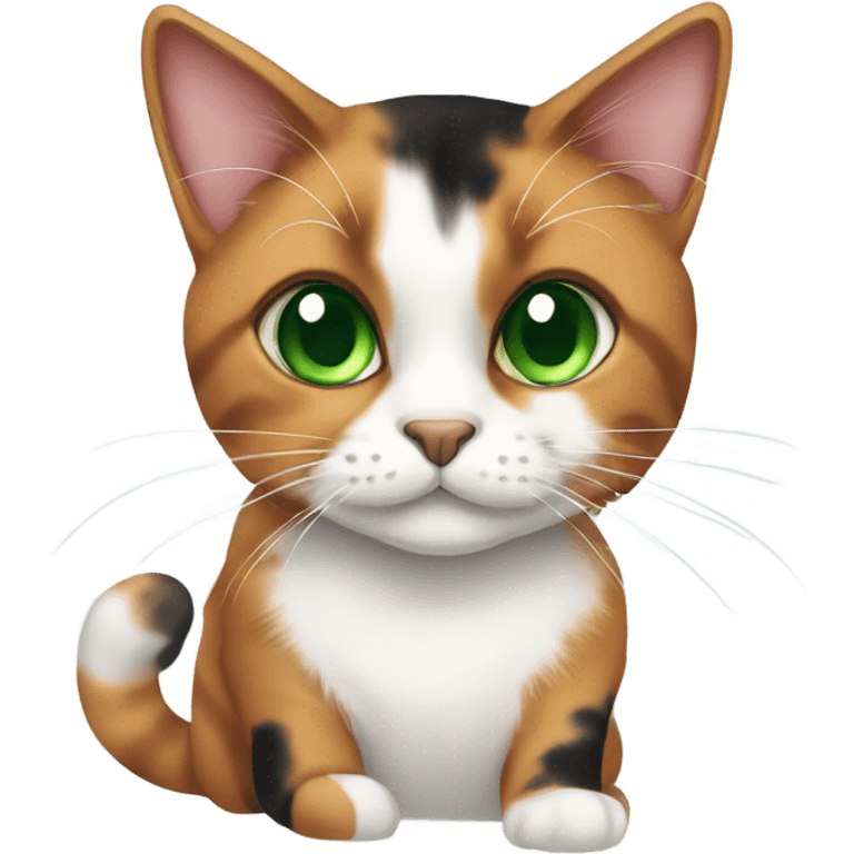 Calico cat with huge green eyes emoji