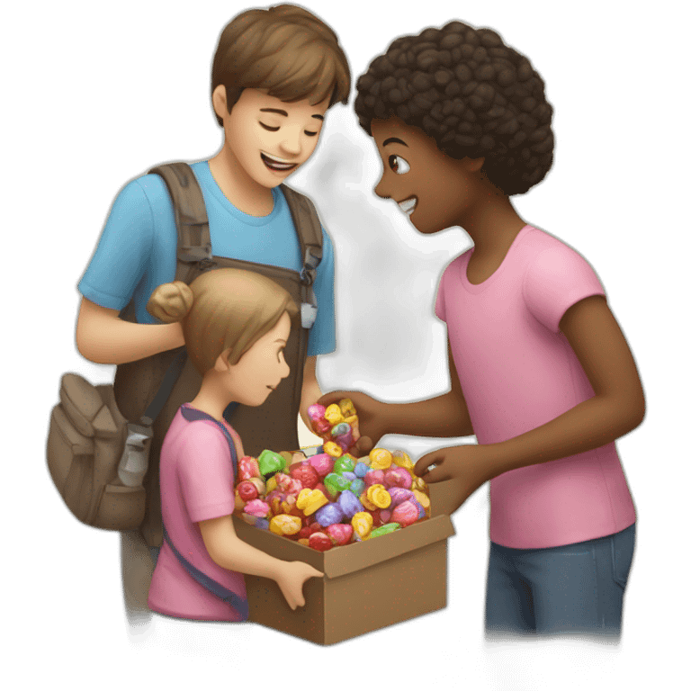 person giving candy to children emoji