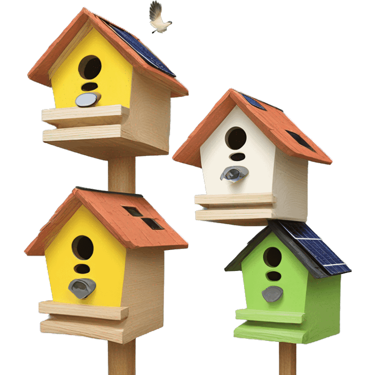 Apartment building shaped birdhouses with solar lights  emoji