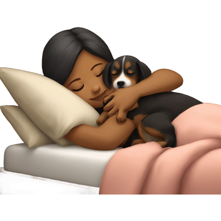 Girl sleeping with a dog  emoji