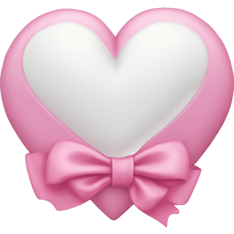 white heart wrapped with a pink coquette bow emoji