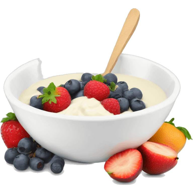 Yoghurt bowl with fruit emoji