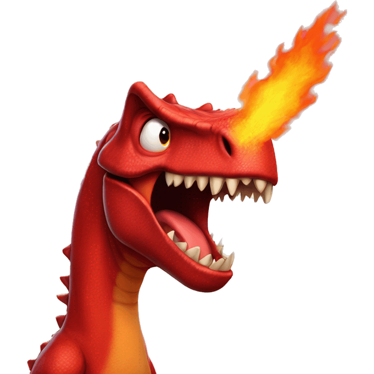 red dinosaur is angry in the eyes of fire emoji