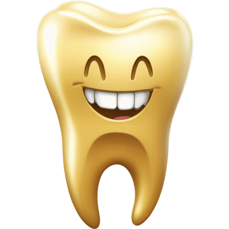 Smiling golden tooth emoji