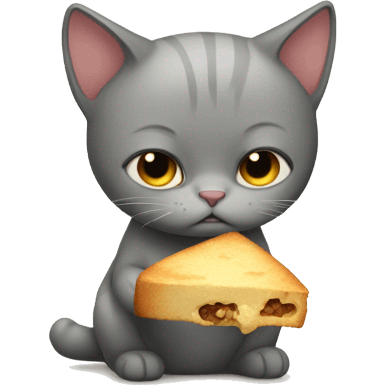 Sad cat eats  emoji