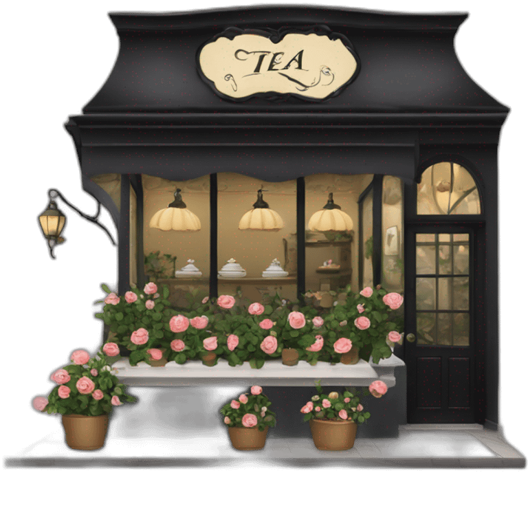 tea room vith black roses emoji