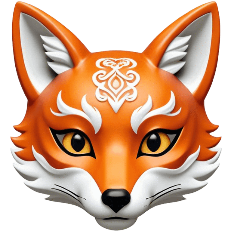 ​Cinematic Realistic Japanese Kitsune Mask, depicted as an intricately carved fox mask with flowing, delicate features and vivid traditional patterns, its mysterious eyes set against a softly blurred background that emphasizes its mystical allure and cultural significance, rendered with detailed textures and refined lighting, emoji