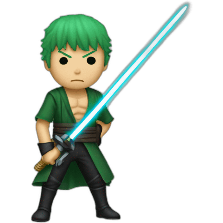 roronoa zoro avec un sabre laser de star wars emoji