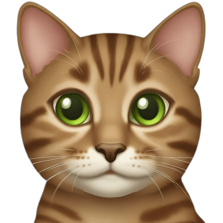 Dark Marron tabby cat Green eyes, beige mouth emoji