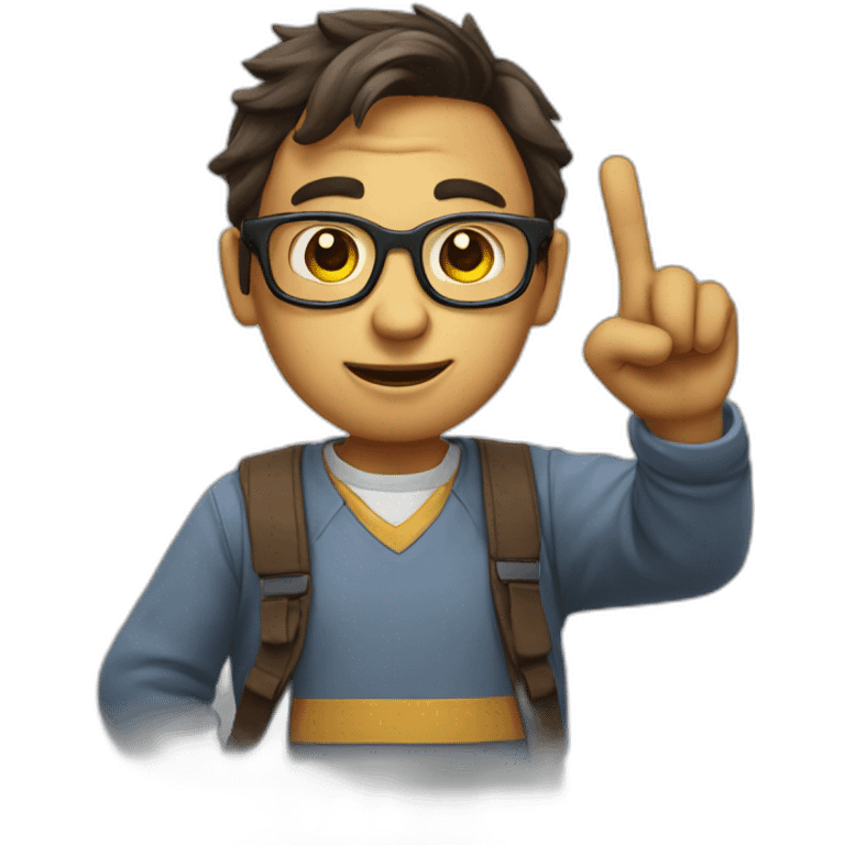 nerd raising his finger to say something nerdy emoji