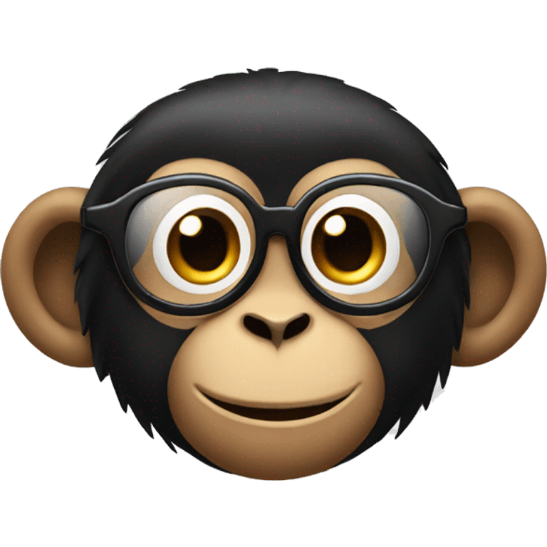 Monkey wearing glasses With long black hair and bun emoji