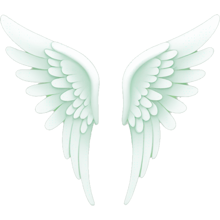 Simple angel wings, light green, mainly white. Very Simple Emoji. emoji