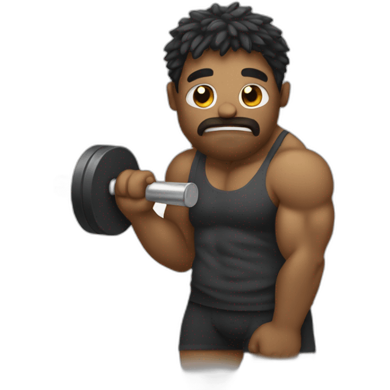 Groggy holding a dumbbell emoji