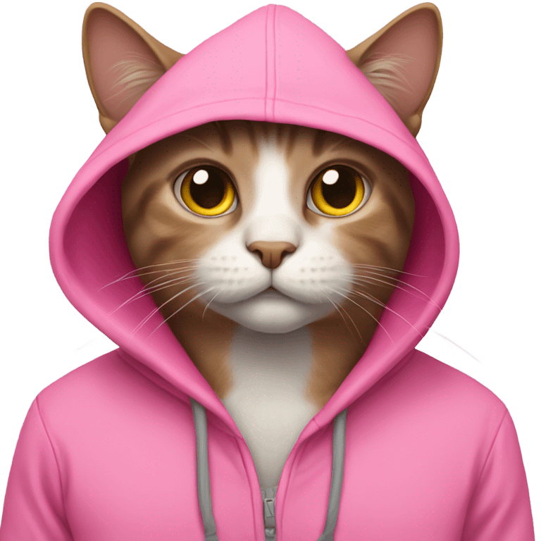 Cat with a pink hoodie  emoji