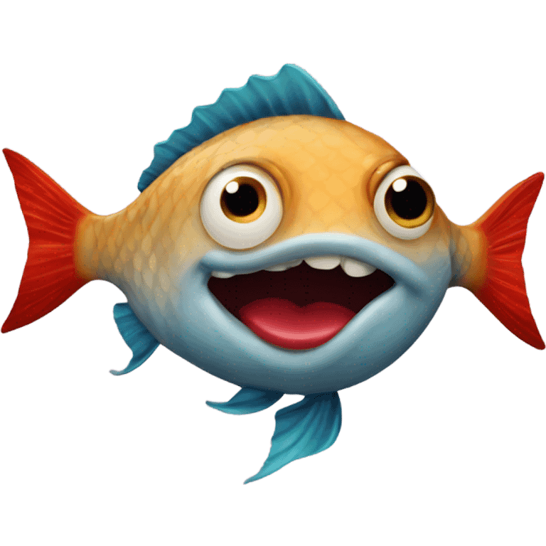 Fish with big red lips and long eyelashes emoji