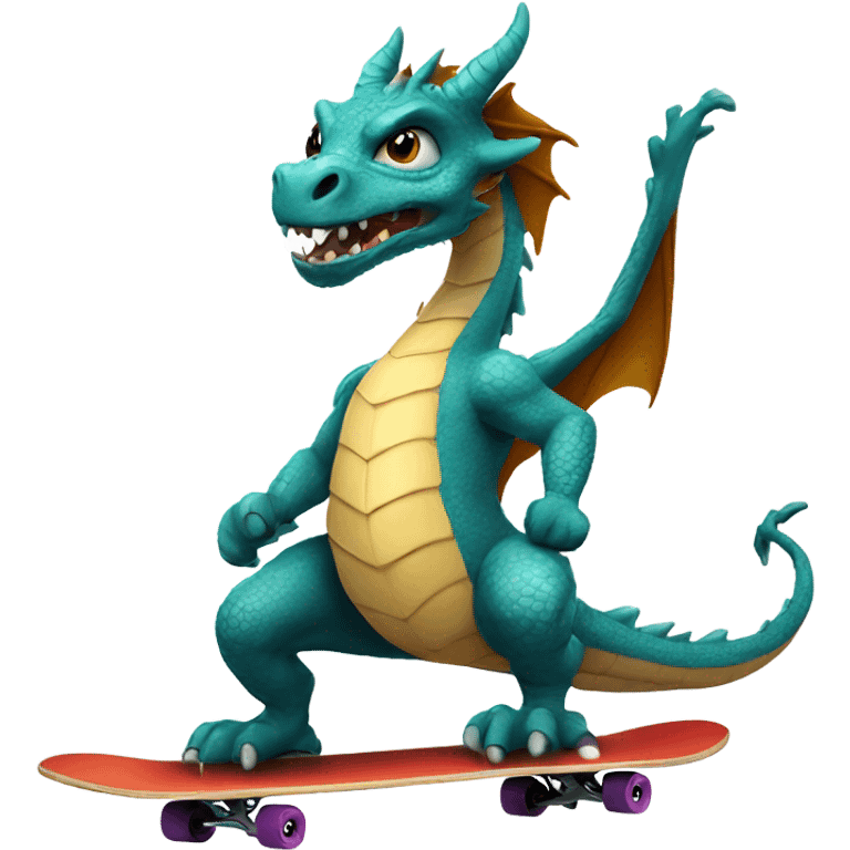 Dragon riding a skateboard  emoji