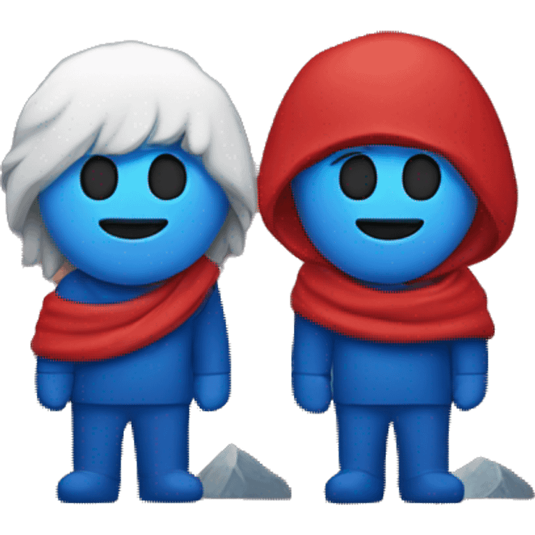 red and blue in the mountain emoji